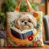Handcrafted Bag – Shih Tzu with Books and Flowers
