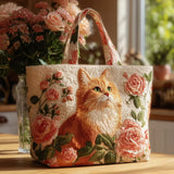 Handcrafted Bag - Ginger Cat with Roses
