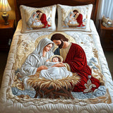 3 Piece Quilted Bedding Set - Father Christmas Magic