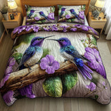 3 Piece Quilted Bedding Set – Bird Sanctuary