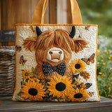 Quilted Bag – Highland Cow with Sunflowers