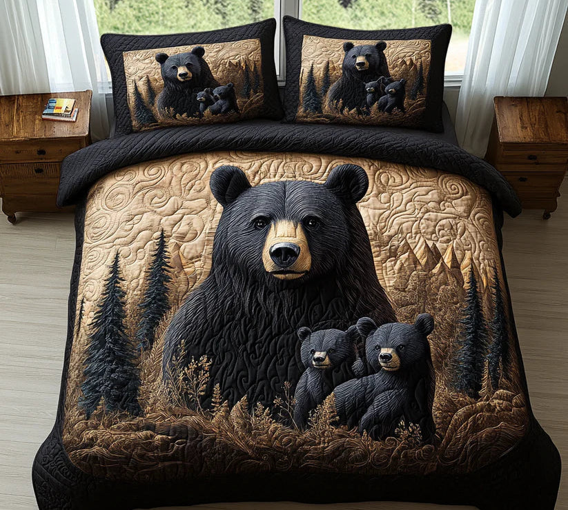3 Piece Quilted Bedding Set – Forest Animals