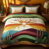 3 Piece Quilted Bedding Set – Cactus Sunset