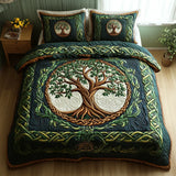 3 Piece Quilted Bedding Set – Tree Of Life