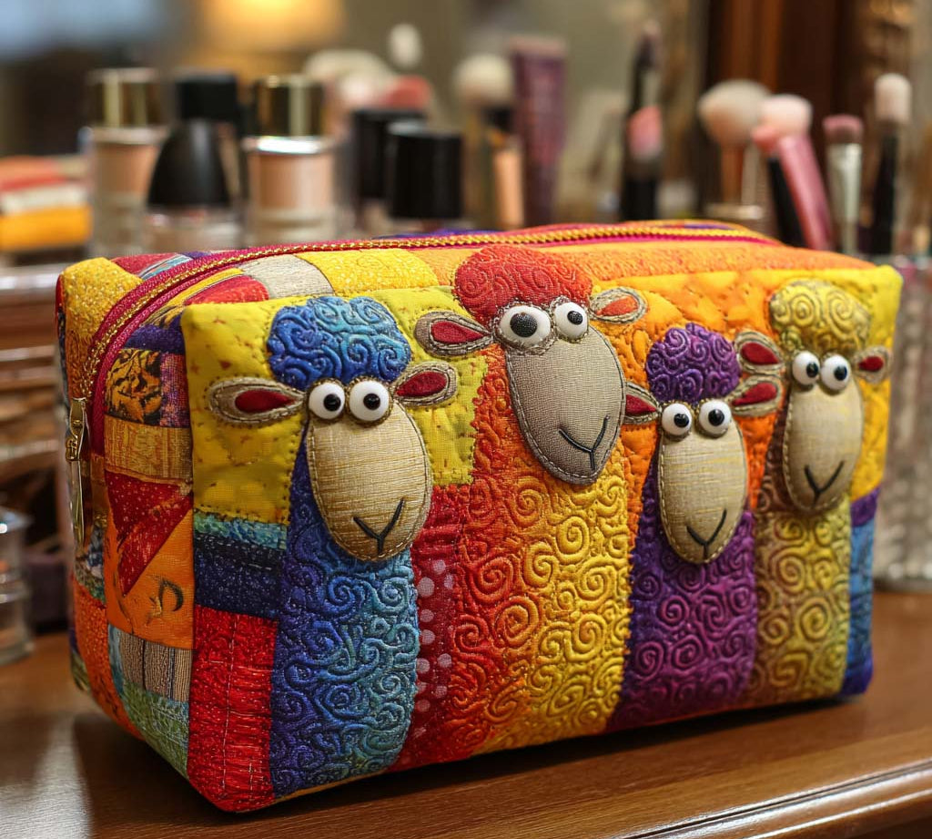 Sheep Quilted Makeup Bag NCU0VT287
