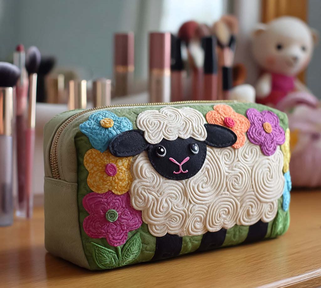 Sheep Quilted Makeup Bag NCU0VT287