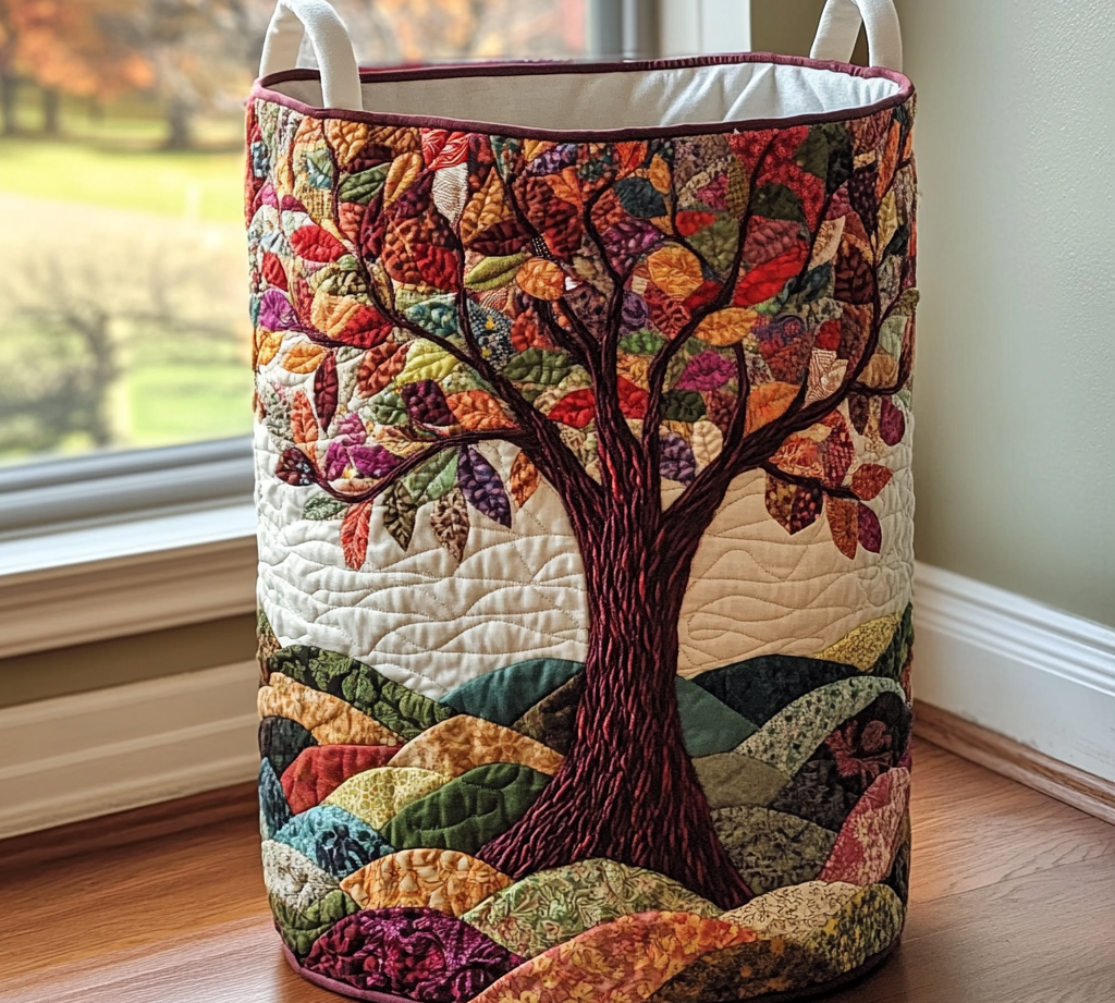 Handcrafted Laundry Basket - Tree of Life Design