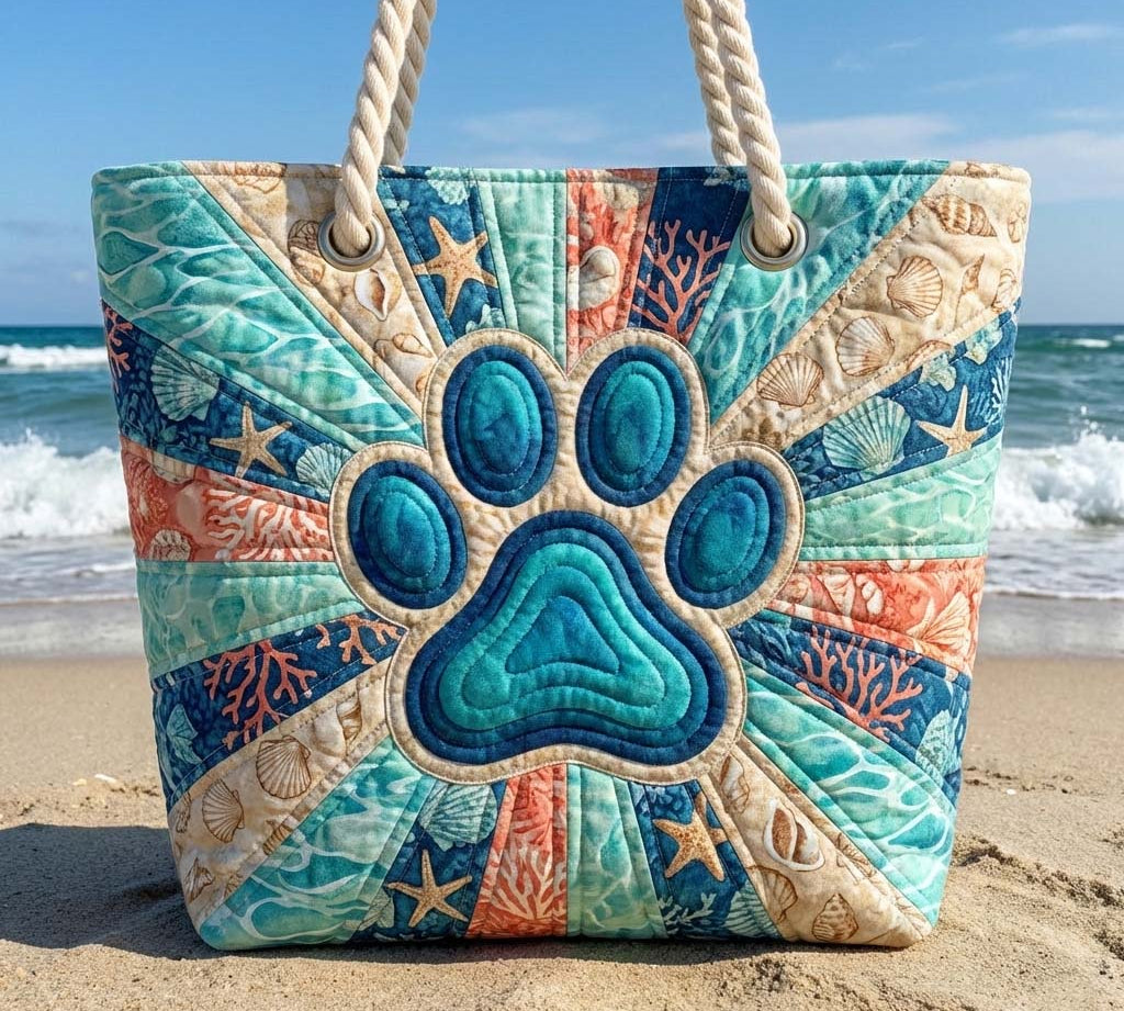 Custom Paw Print Beach Bag | Handcrafted Design