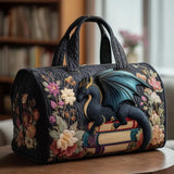 Quilted Travel Bag With Literary Motifs