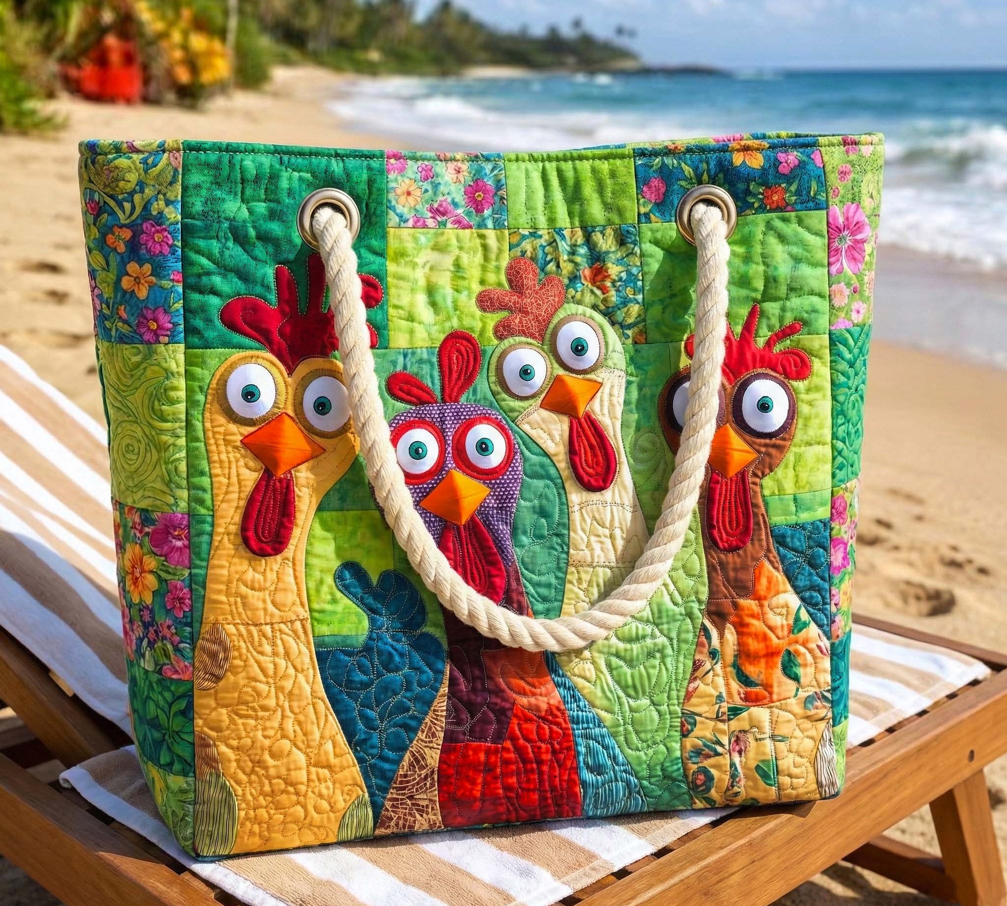 Funky Chicken Artisan Beach Tote
