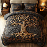 3 Piece Quilted Bedding Set – Tree Of Life