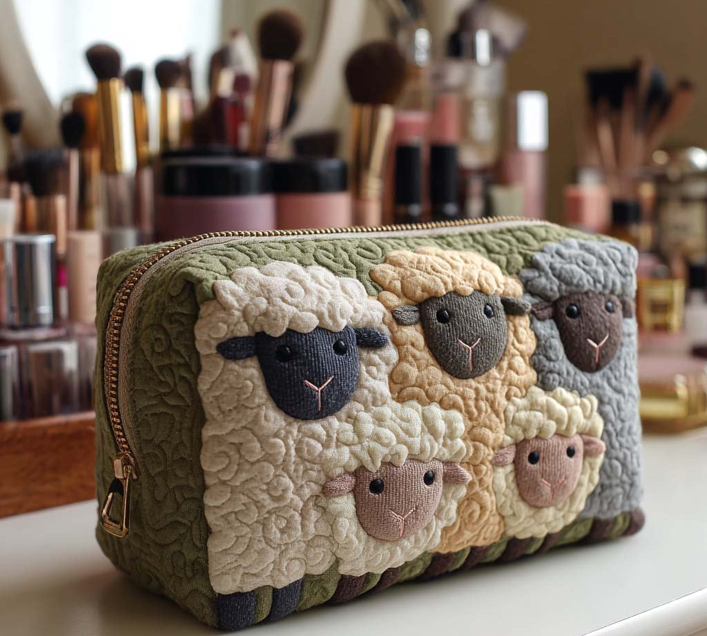 Sheep Quilted Makeup Bag NCU0VT287