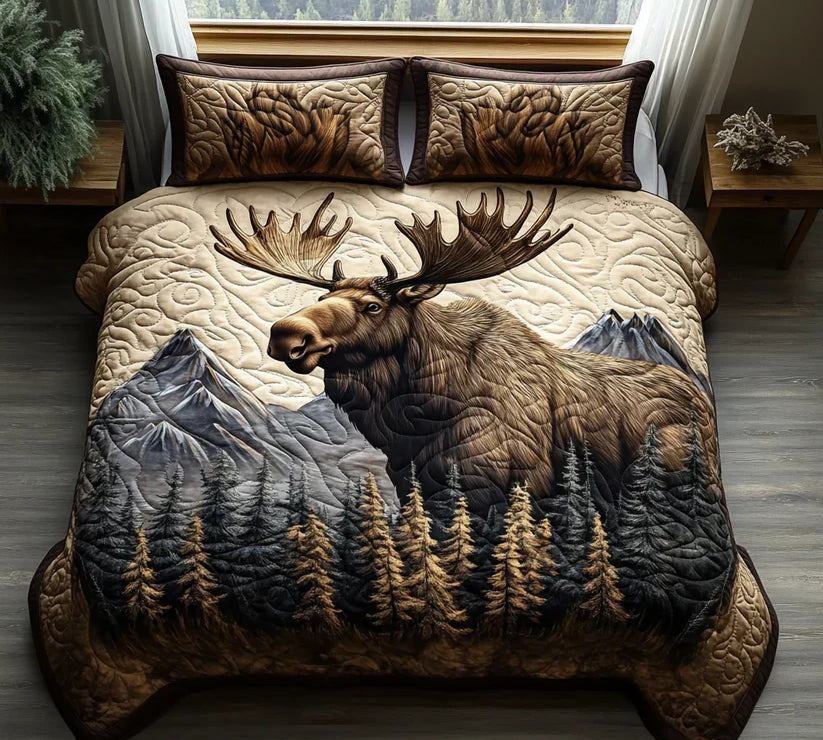 3 Piece Quilted Bedding Set – Forest Animals