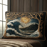 Quilted Cushion Cover - Ocean Waves