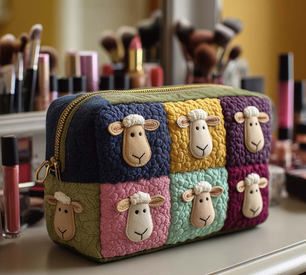 Sheep Quilted Makeup Bag NCU0VT287