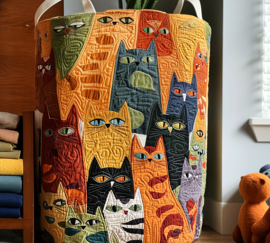 Handcrafted Cat-Themed Laundry Basket