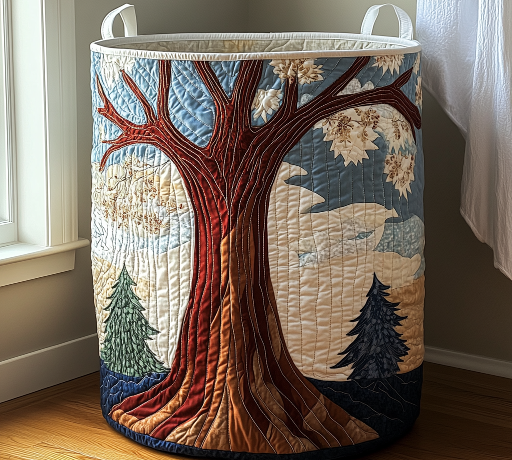 Handcrafted Laundry Basket - Tree of Life Design