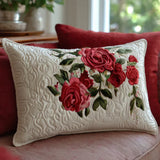 Quilted Cushion Cover - Hearts from the Rose Garden