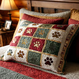 Quilted Cushion Cover - Scarlet Paws