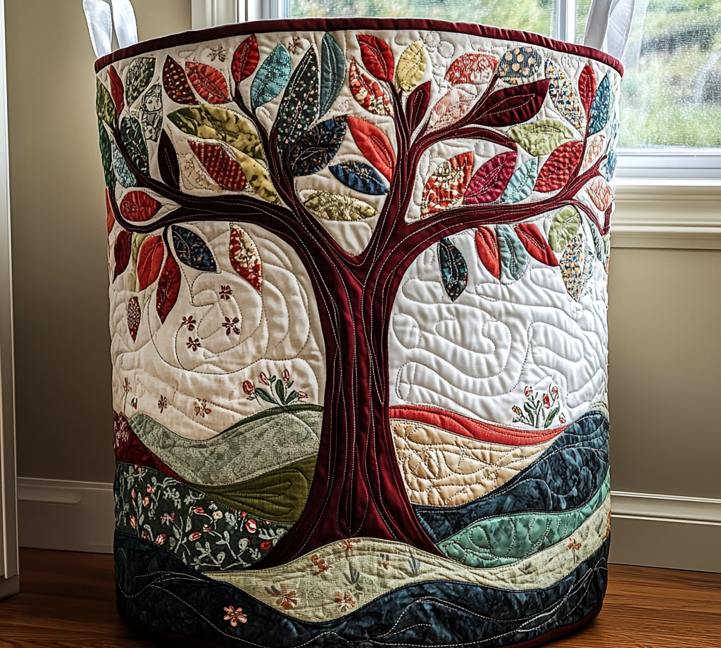 Handcrafted Laundry Basket - Tree of Life Design