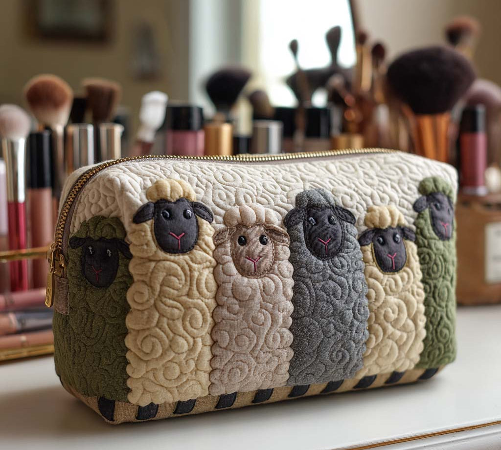 Sheep Quilted Makeup Bag NCU0VT287