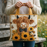 Quilted Bag – Highland Cow with Sunflowers
