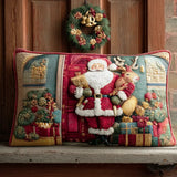 Quilted Cushion Cover - Santa's Cosy Home